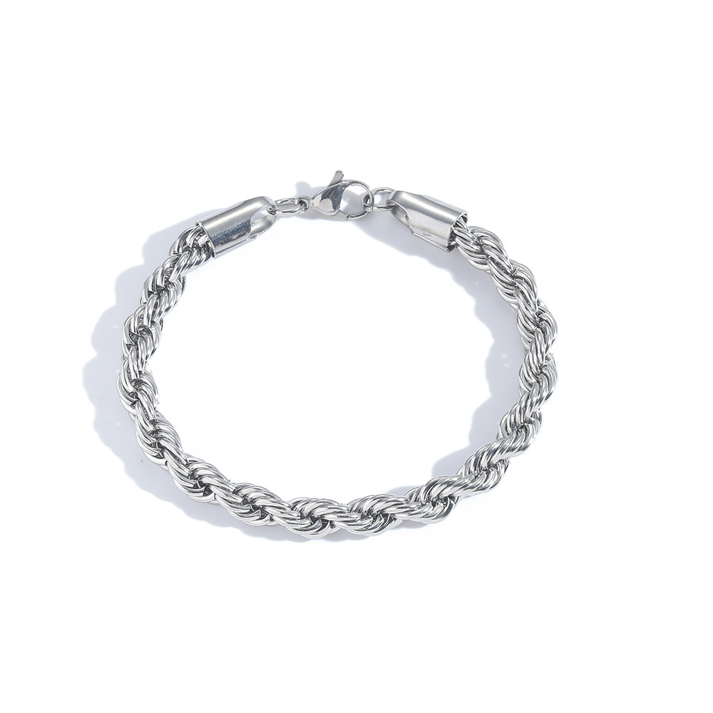 2mm 3mm 4mm 5mm 6mm stainless steel twisted chain bracelet HipHop hip-hop jewelry vacuum plated
