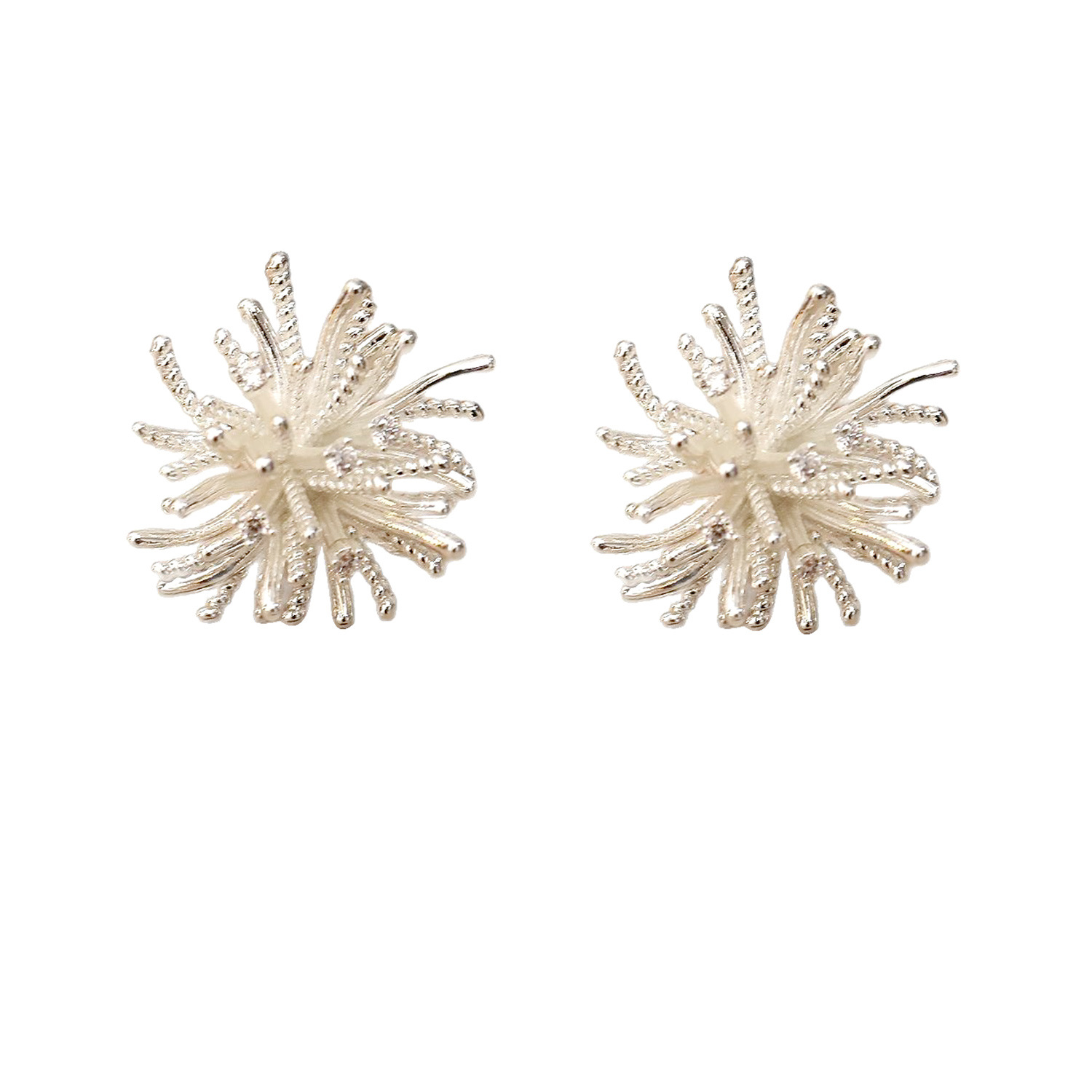 Exaggerated Dandelion Ear Studs Spring Summer Earrings Stunning Small Zircon Earrings
