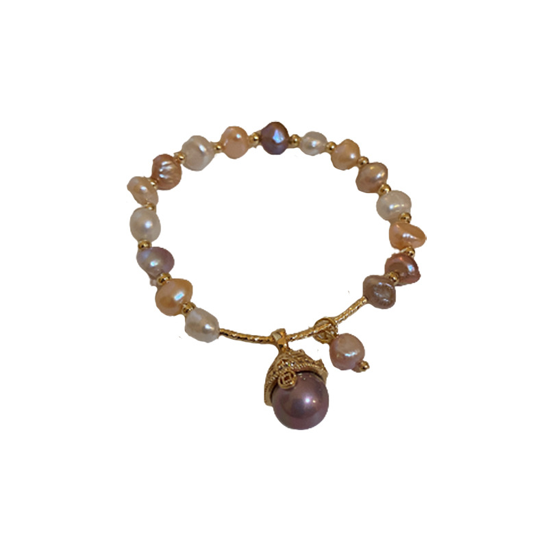 Baroque freshwater pearl zircon bracelet cat head bracelet hand jewelry for women