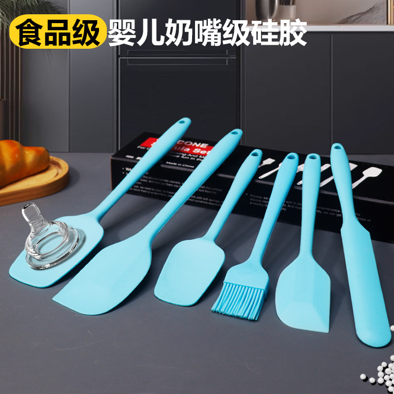 Silicone Scraper 6-Piece Set Food Grade Silicone Scraper Oil Brush Baking Set Cream Spatula BBQ Brush
