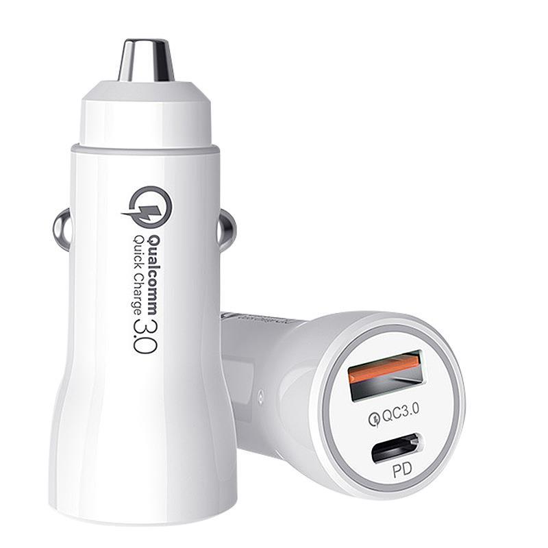 PD38W Car Charger Dual Port Flash Charge USB Car Charging Head QC3.0 Mini Car Fast Charger 20W