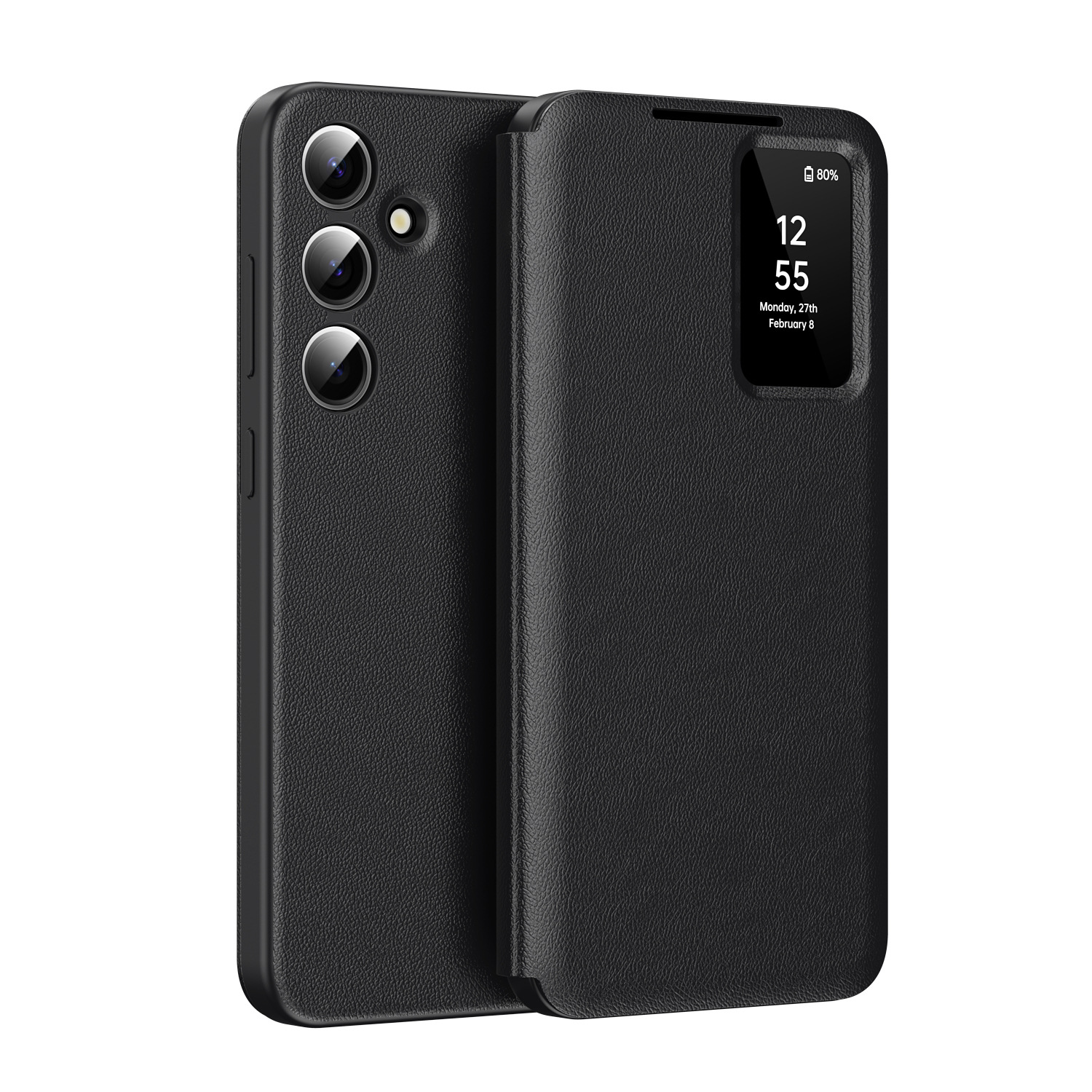 For Samsung S26Ultra Phone Case Smart View Window Card Slot Leather Case S24FE Flip Cover Answer Anti-Fall