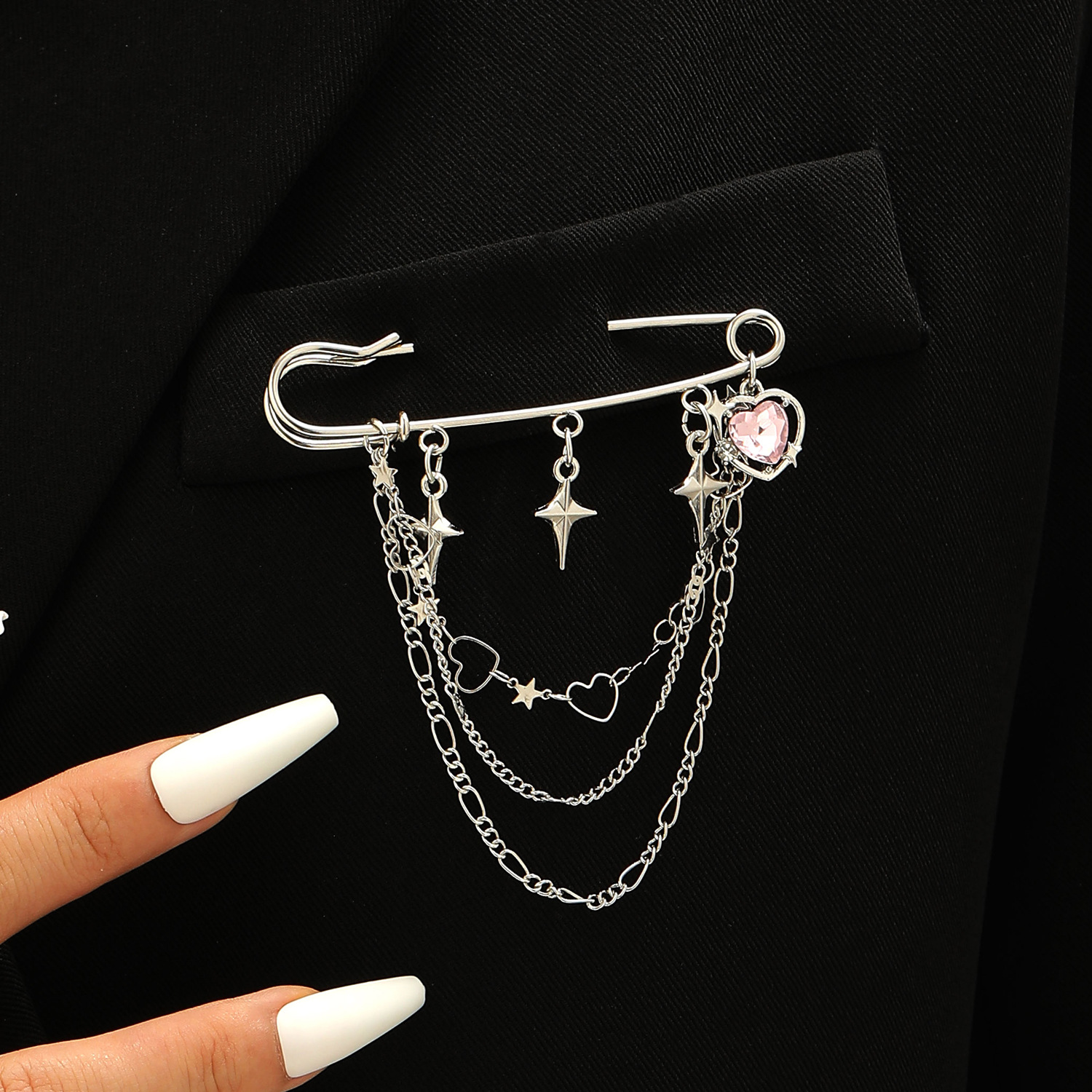 Accessories Paperclip Chain Brooch Men Women Punk Hip Hop Love Pin Suit Tassel Accessories