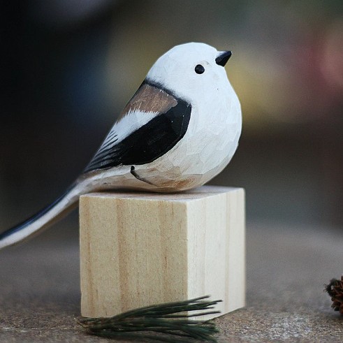 5ZW Fat Bird Wood Carving Small Bird Birthday Gift Small Fat Bird Pure Handmade Solid Wood Desktop Ornament