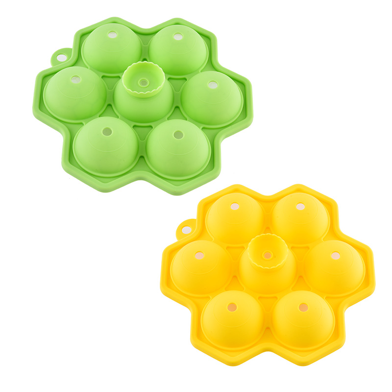 Round 7-hole silicone ice cube mold ice ball whiskey ice ball mold refrigerator ice cube tray