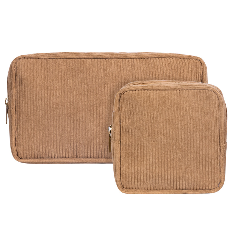 Corduroy Cosmetic Bag Two-Piece Set Large Capacity 2024 Handheld Toiletry Bag Corduroy Multifunctional Small Square Bag for Women