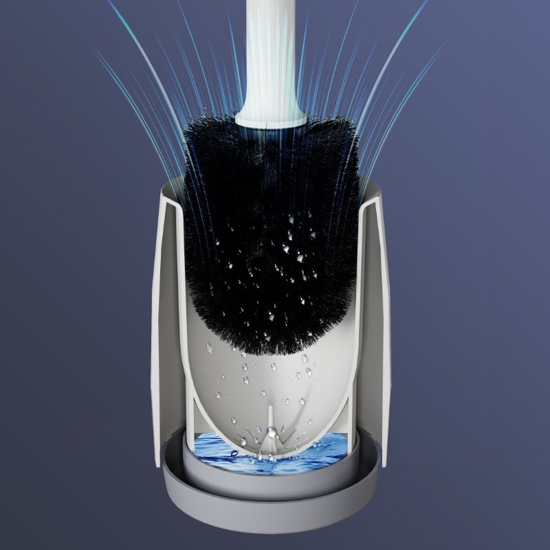 New Bristle Toilet Brush with Base, Toilet Cleaning Brush Set, Bathroom Long Handle Plastic Brush