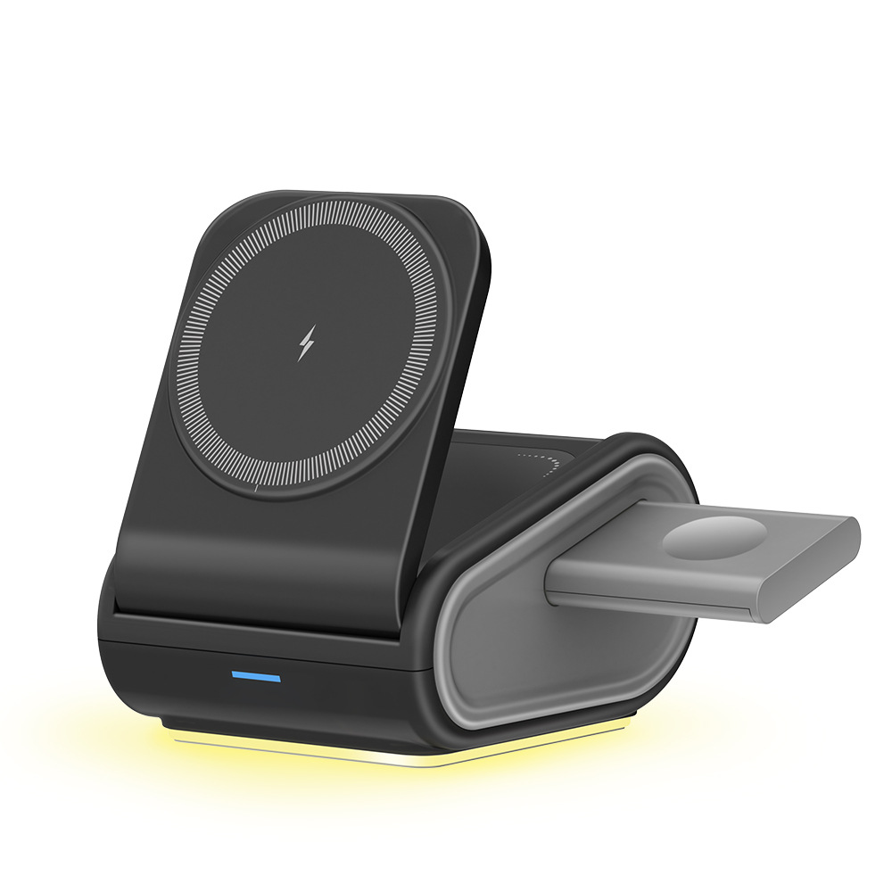 Custom Mold 4-in-1 Wireless Charger Magnetic Night Light Foldable Telescopic for iPhone