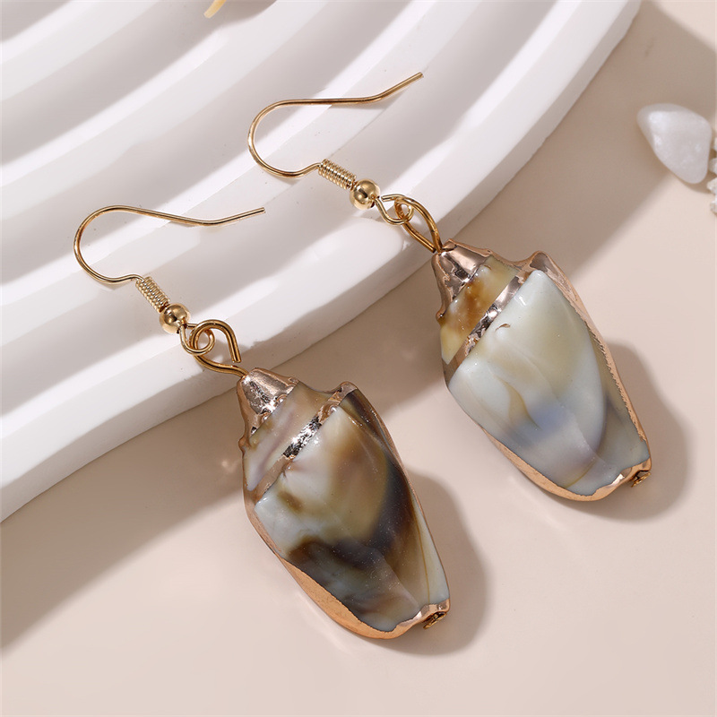 EZ5365 New Shell Conch Earrings Exaggerated Ear Accessories Women's Bohemian Beach Vacation Style Accessory