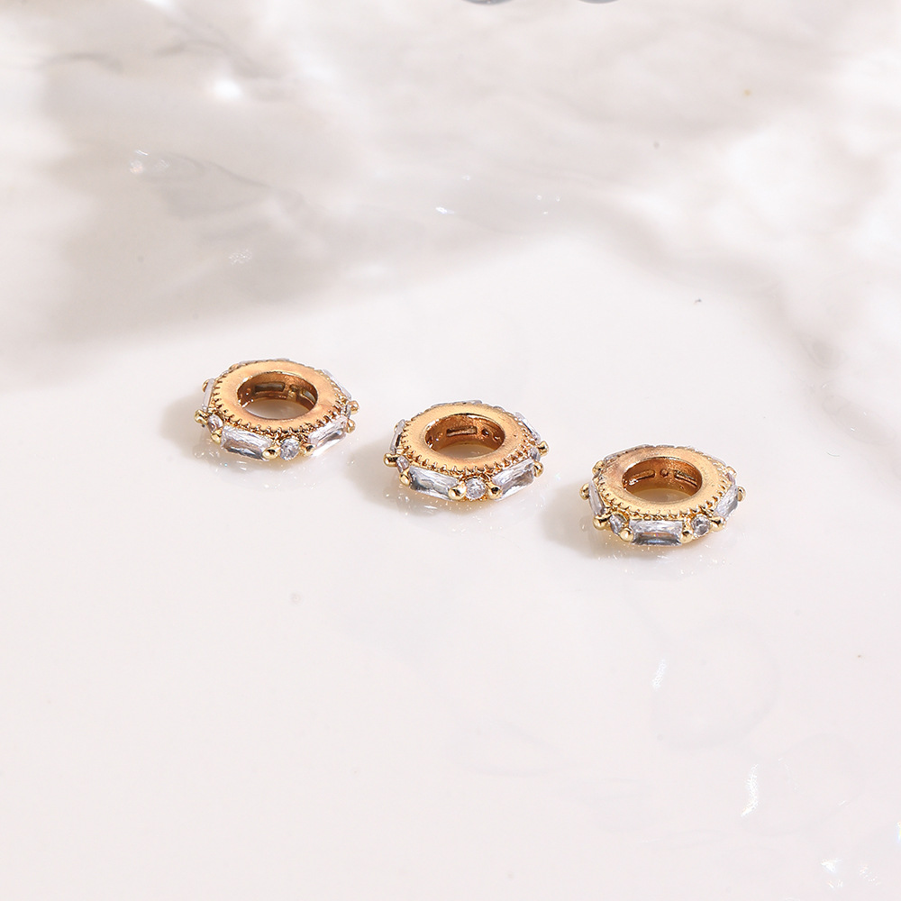 Copper plated 18K spacer beads, bracelet necklace beads, pearl crystal piercing beads loose beads DIY jewelry accessories