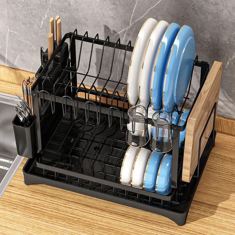 Kitchen Drip Bowl Rack Countertop Sink Multi-Functional Plate Rack Tableware Storage Rack Bowl Dish Cup Storage Rack