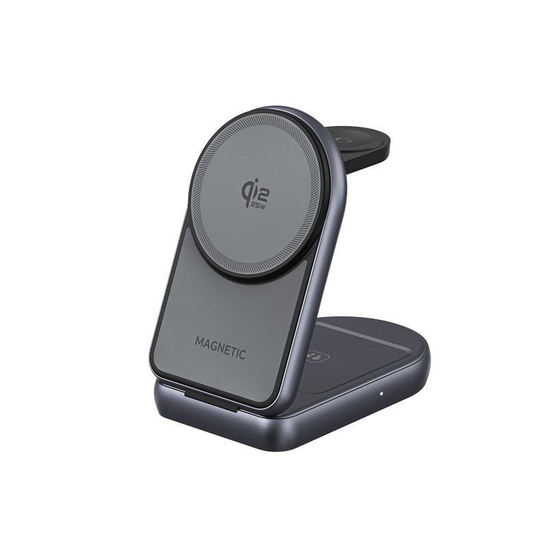 New 25W Fast Charge Qi2.2 Magnetic Foldable 3-in-1 Wireless Charger Desktop Phone Holder Wireless Charger