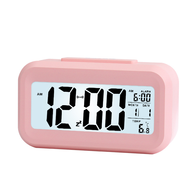 Student Alarm Clock Large Screen LCD Desktop Night Light Digital Display Smart Light Sensing Electronic Clock Gift Smart Clock