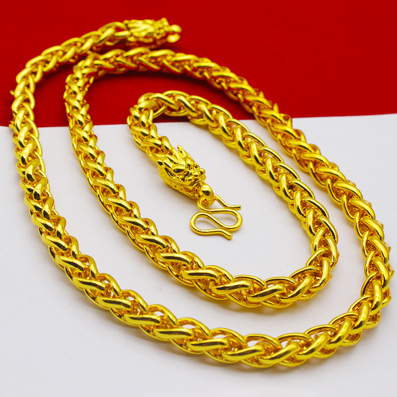 Men's exaggerated bold gold chain imitation gold 7N thickened dragon head snake bone necklace gold-plated large dragon bone chain necklace