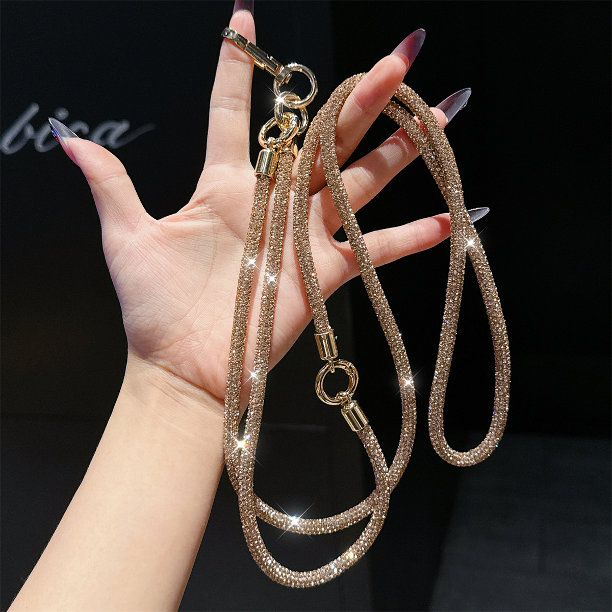3-in-1 Rhinestone Crossbody Lanyard Luxury Full Diamond Strong Anti-loss Detachable Necklace Hand Chain Anti-loss