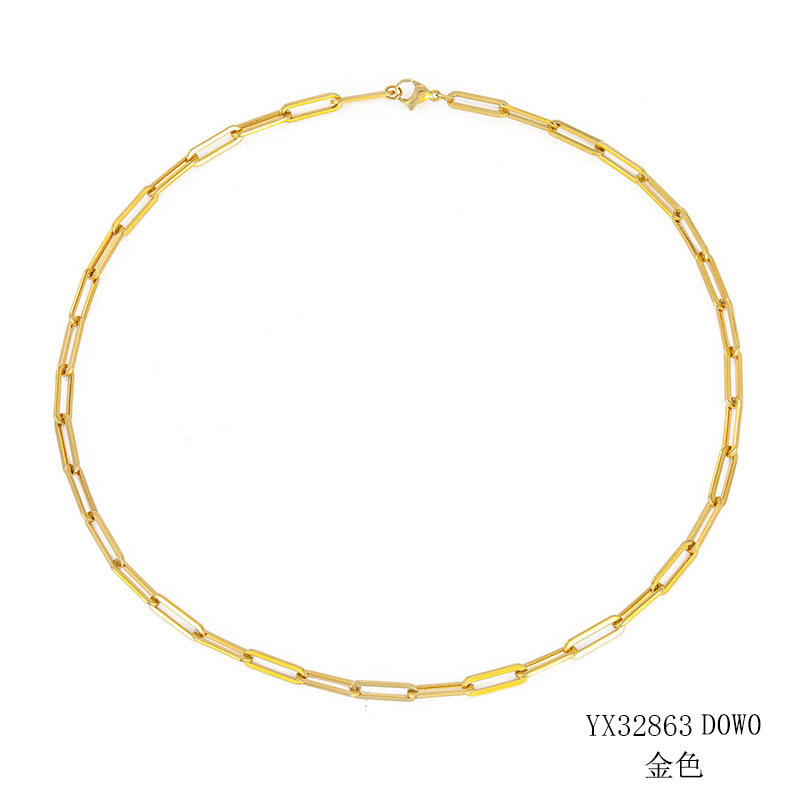 eManco Stainless Steel Necklace Simple Cross Chain Choker New Men Women Gold Plated Necklace Jewelry