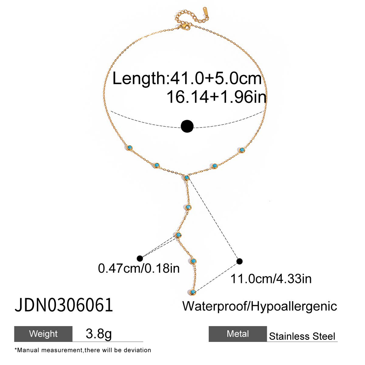 Jieding titanium steel zircon sweater necklace 18k gold women autumn winter y-chain stainless steel accessories