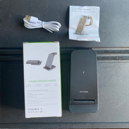 S90 15W Fast Charging 3-in-1 Vertical Foldable Stand for Apple Android Phone Wireless Charger