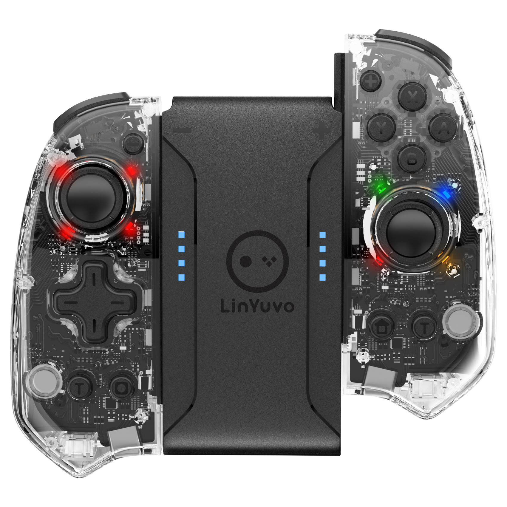 Lianyou switch joy con Hall joystick continuous fire colorful light transparent motion sensing wireless bluetooth game handle