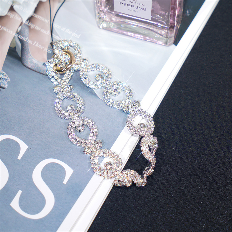 Button Rhinestone Short Wrist Strap New Diamond Wrist Strap Luxury Full Diamond Badge Lanyard