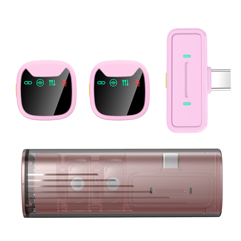 New Portable Wireless Clip-on Microphone, One-to-Two, for Live Streaming, Noise Reduction, Wireless Microphone Clip-on Mic