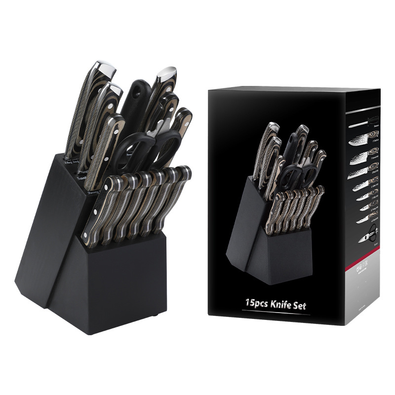 Knife Set Household Stainless Steel Chef Knife 15-Piece Set Knife Combination Forged Steel Head Knife Kitchen Knife