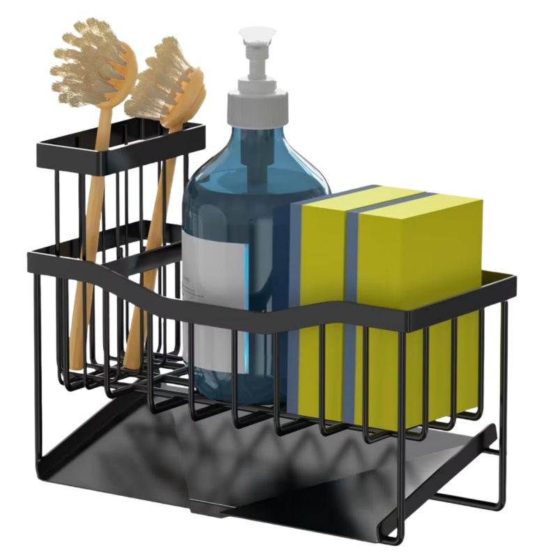 Draining basket, kitchen storage rack, sink organizer, stainless steel countertop, dishcloth, steel wool, sponge draining rack