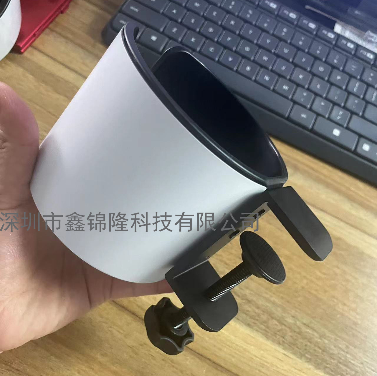2023 360-degree rotating metal cup holder, 2-in-1 no-drill folding stand headphone hanger